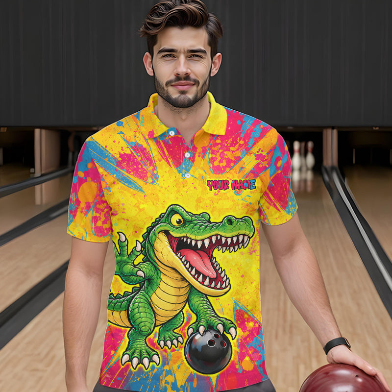Custom Graffiti Alligator Bowling Jersey for Men Bowling Shirts for Team Bowling League HNT615