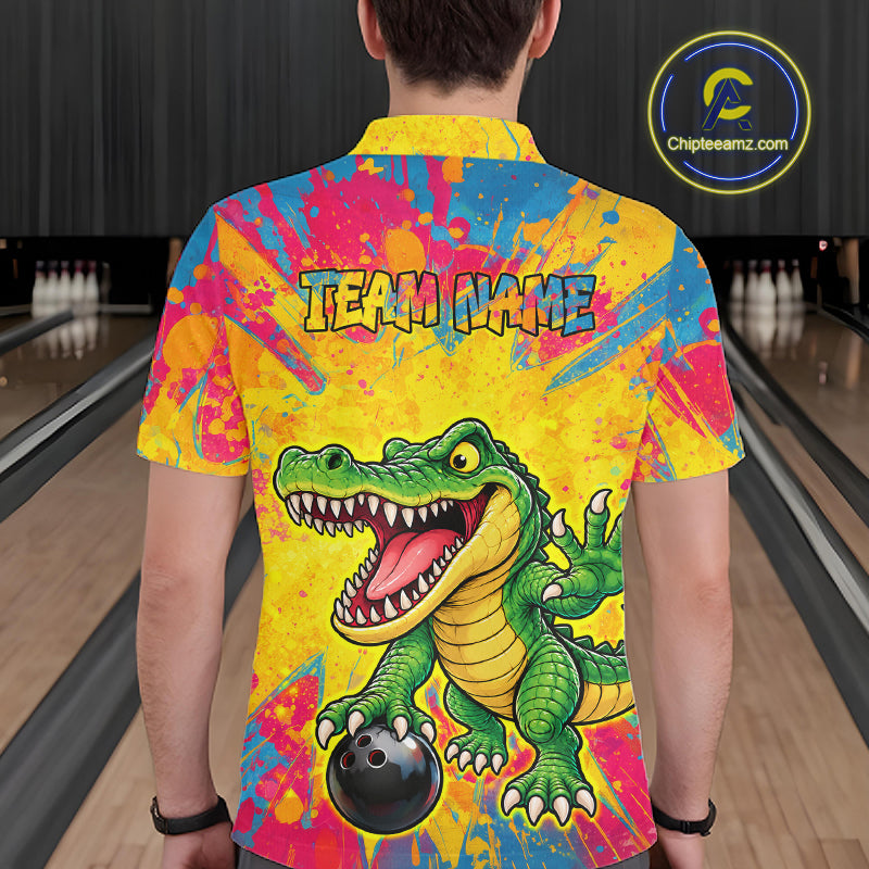 Custom Graffiti Alligator Bowling Jersey for Men Bowling Shirts for Team Bowling League HNT615