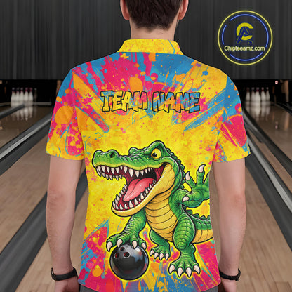 Custom Graffiti Alligator Bowling Jersey for Men Bowling Shirts for Team Bowling League HNT615