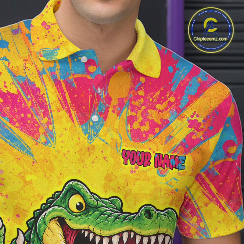 Custom Graffiti Alligator Bowling Jersey for Men Bowling Shirts for Team Bowling League HNT615
