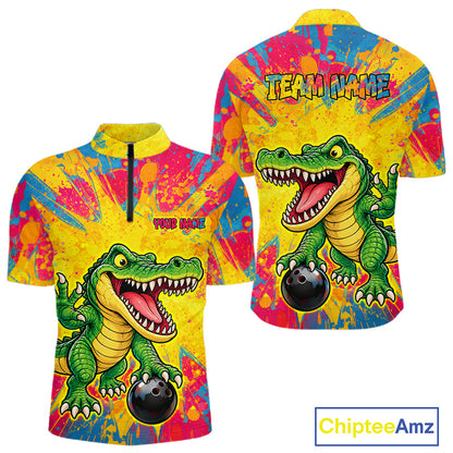 Custom Graffiti Alligator Bowling Jersey for Men Bowling Shirts for Team Bowling League HNT615