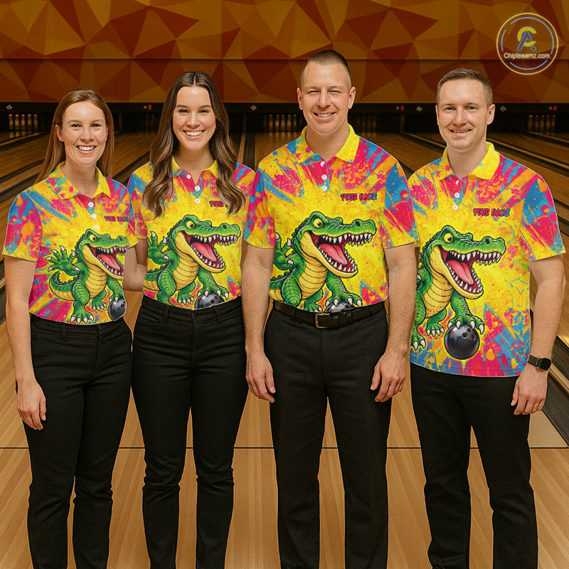 Custom Graffiti Alligator Bowling Jersey for Men Bowling Shirts for Team Bowling League HNT615