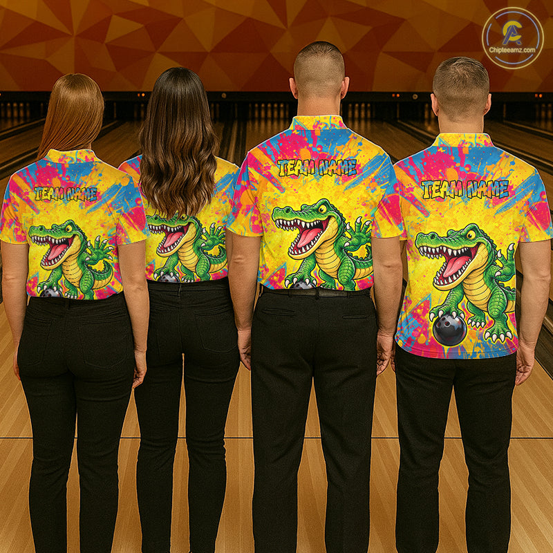 Custom Graffiti Alligator Bowling Jersey for Men Bowling Shirts for Team Bowling League HNT615