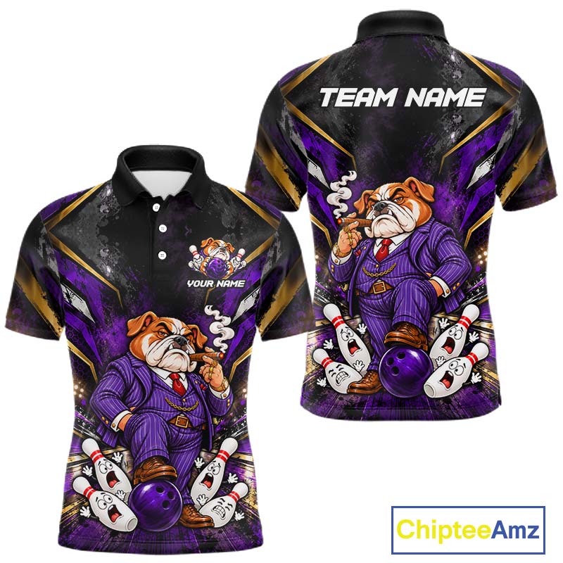 Funny Bulldog Bowling Shirt, Custom Bowling Shirts for Men Bowling Team Jersey Bowling League HNT680