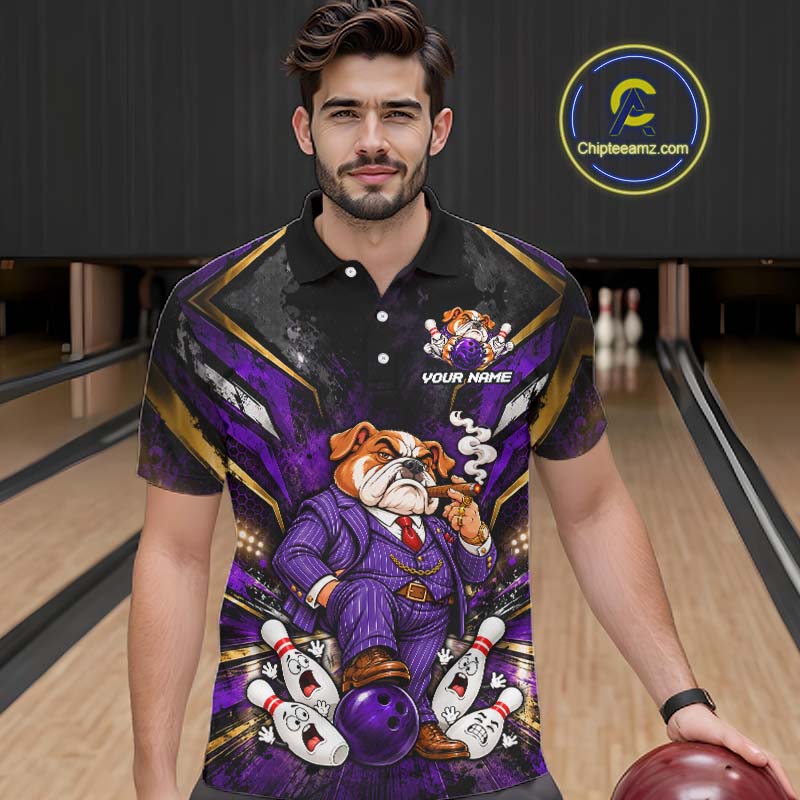 Funny Bulldog Bowling Shirt, Custom Bowling Shirts for Men Bowling Team Jersey Bowling League HNT680
