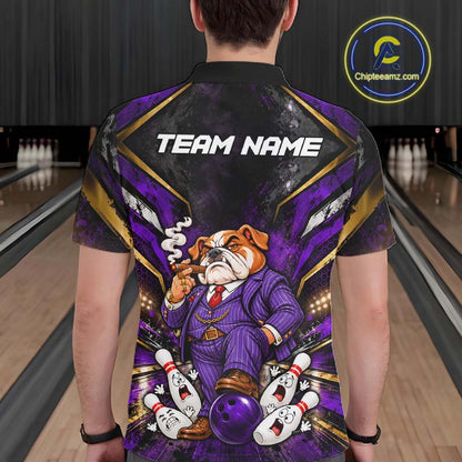 Funny Bulldog Bowling Shirt, Custom Bowling Shirts for Men Bowling Team Jersey Bowling League HNT680