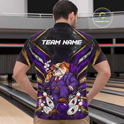 Funny Bulldog Bowling Shirt, Custom Bowling Shirts for Men Bowling Team Jersey Bowling League HNT680