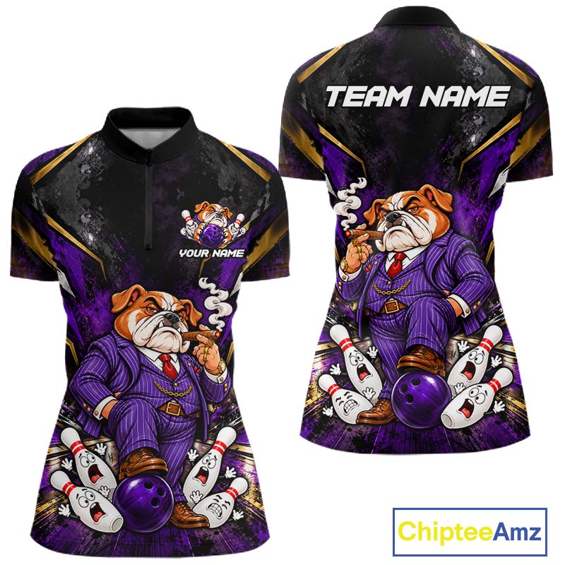 Funny Bulldog Bowling Shirt, Custom Bowling Shirts for Women Bowling Team Jersey Bowling League HNT680