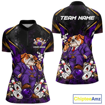 Funny Bulldog Bowling Shirt, Custom Bowling Shirts for Women Bowling Team Jersey Bowling League HNT680