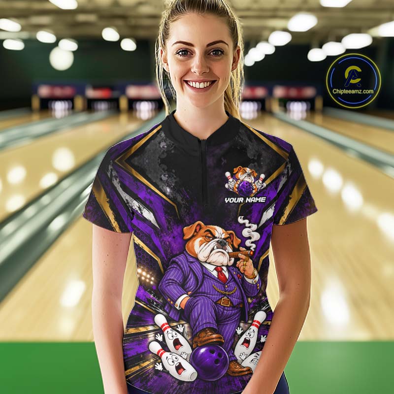 Funny Bulldog Bowling Shirt, Custom Bowling Shirts for Women Bowling Team Jersey Bowling League HNT680