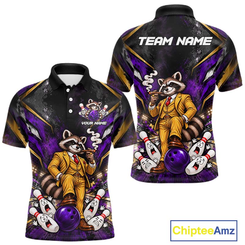 Funny Raccoon Bowling Shirt, Custom Bowling Shirts for Men Bowling Team Jersey Bowling League HNT681