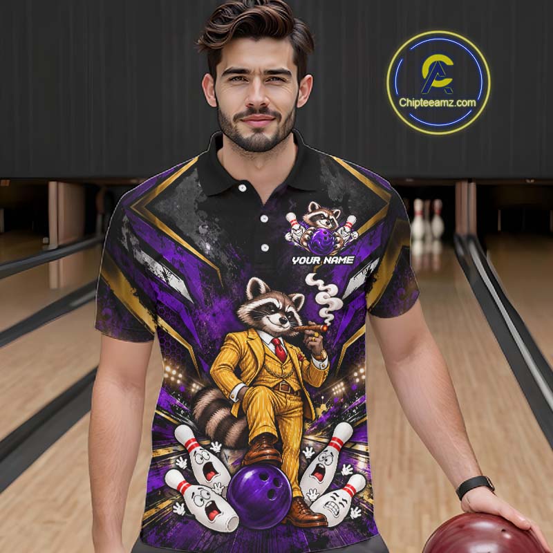 Funny Raccoon Bowling Shirt, Custom Bowling Shirts for Men Bowling Team Jersey Bowling League HNT681