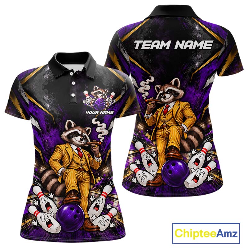 Funny Raccoon Bowling Shirt, Custom Bowling Shirts for Women Bowling Team Jersey Bowling League HNT681