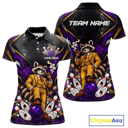 Funny Raccoon Bowling Shirt, Custom Bowling Shirts for Women Bowling Team Jersey Bowling League HNT681