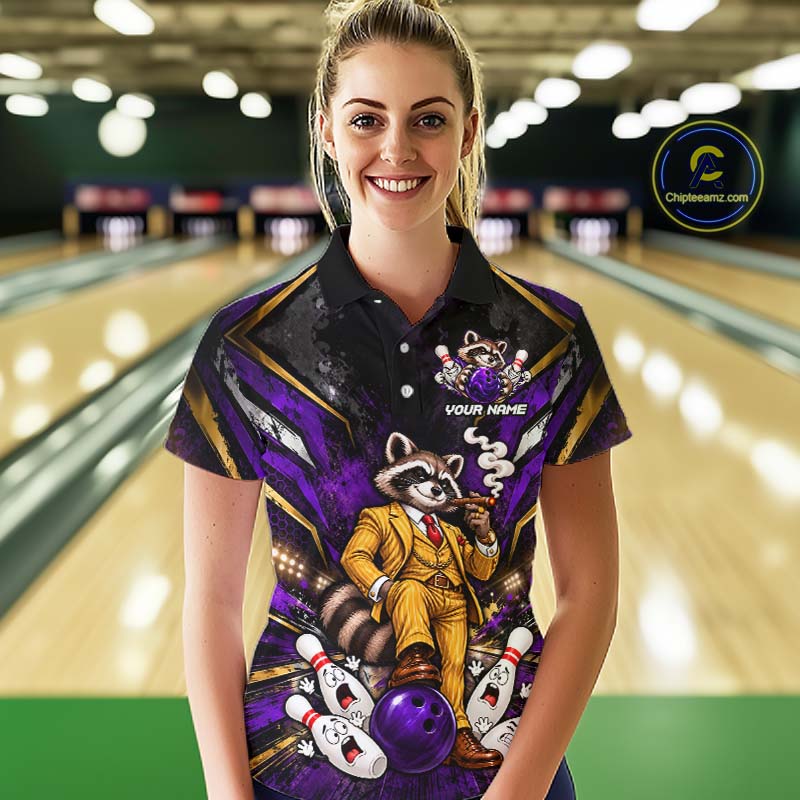 Funny Raccoon Bowling Shirt, Custom Bowling Shirts for Women Bowling Team Jersey Bowling League HNT681