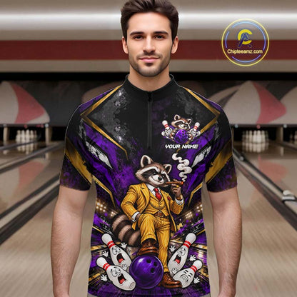 Funny Raccoon Bowling Shirt, Custom Bowling Shirts for Men Bowling Team Jersey Bowling League HNT681