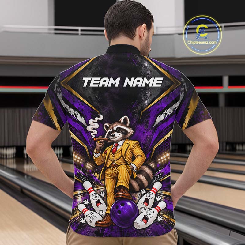 Funny Raccoon Bowling Shirt, Custom Bowling Shirts for Men Bowling Team Jersey Bowling League HNT681