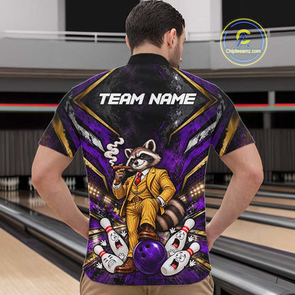 Funny Raccoon Bowling Shirt, Custom Bowling Shirts for Men Bowling Team Jersey Bowling League HNT681
