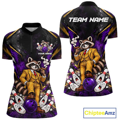 Funny Raccoon Bowling Shirt, Custom Bowling Shirts for Women Bowling Team Jersey Bowling League HNT681