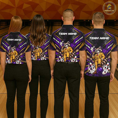 Funny Raccoon Bowling Shirt, Custom Bowling Shirts for Women Bowling Team Jersey Bowling League HNT681