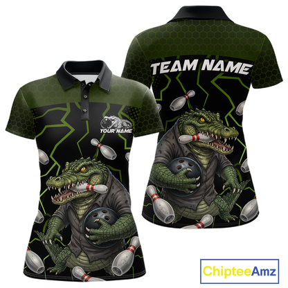 Custom Alligator Bowling Team Shirts Bowling Jersey for Women Bowling Outfit Polo & 1/4 Zip HNT548