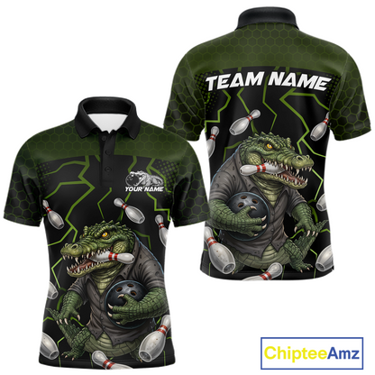 Custom Alligator Bowling Team Shirts Bowling Jersey for Men Bowling Outfit Polo & 1/4 Zip HNT548