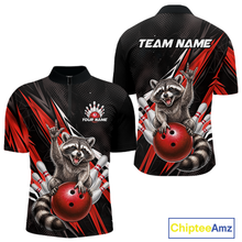 Load image into Gallery viewer, Custom Red Raccoon Bowling Jersey for Men Bowling Team Shirts Bowling Polo &amp; 1/4 Zip HNT254