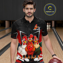 Load image into Gallery viewer, Red Funny Three Chicken Bowling Jersey for Men Bowling League Bowling Team Shirts HN287