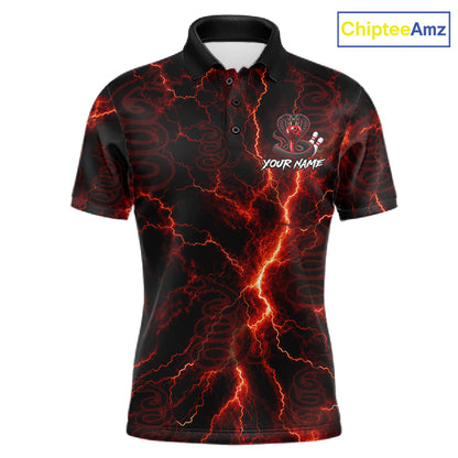 Custom Red Thunder Cobra Snake Bowling Team Shirts Bowling Jersey for Men Bowling League HNT619
