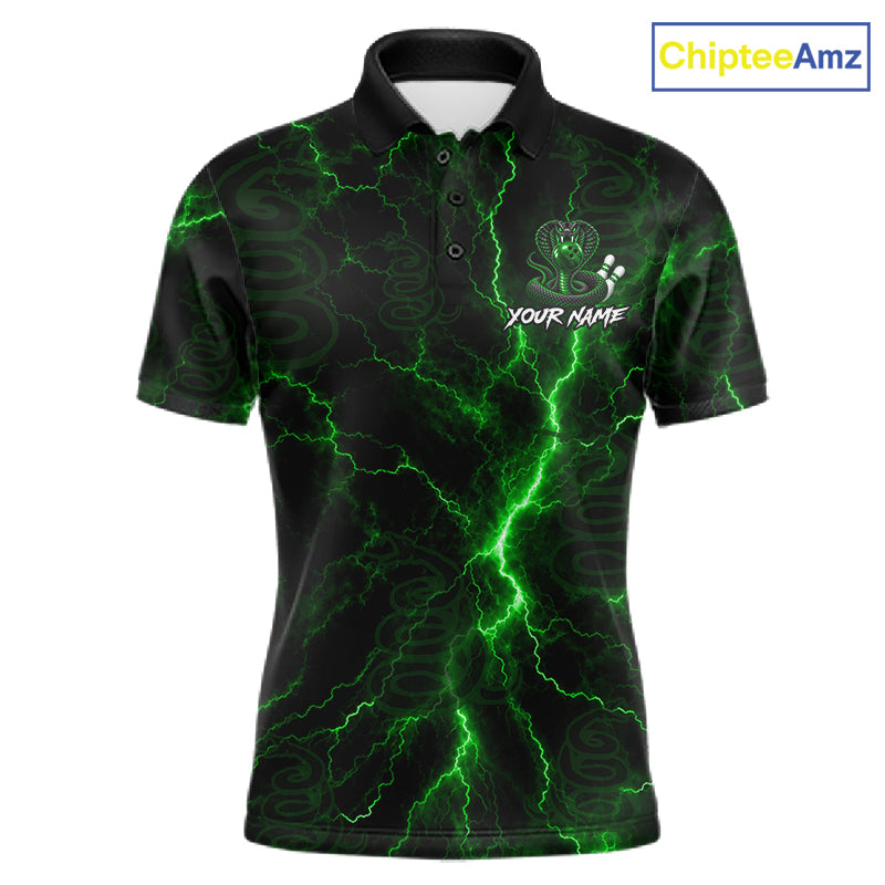 Custom Green Thunder Cobra Snake Bowling Team Shirts Bowling Jersey for Men Bowling League HNT619