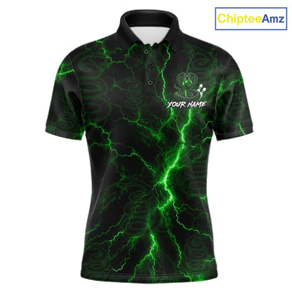 Custom Green Thunder Cobra Snake Bowling Team Shirts Bowling Jersey for Men Bowling League HNT619
