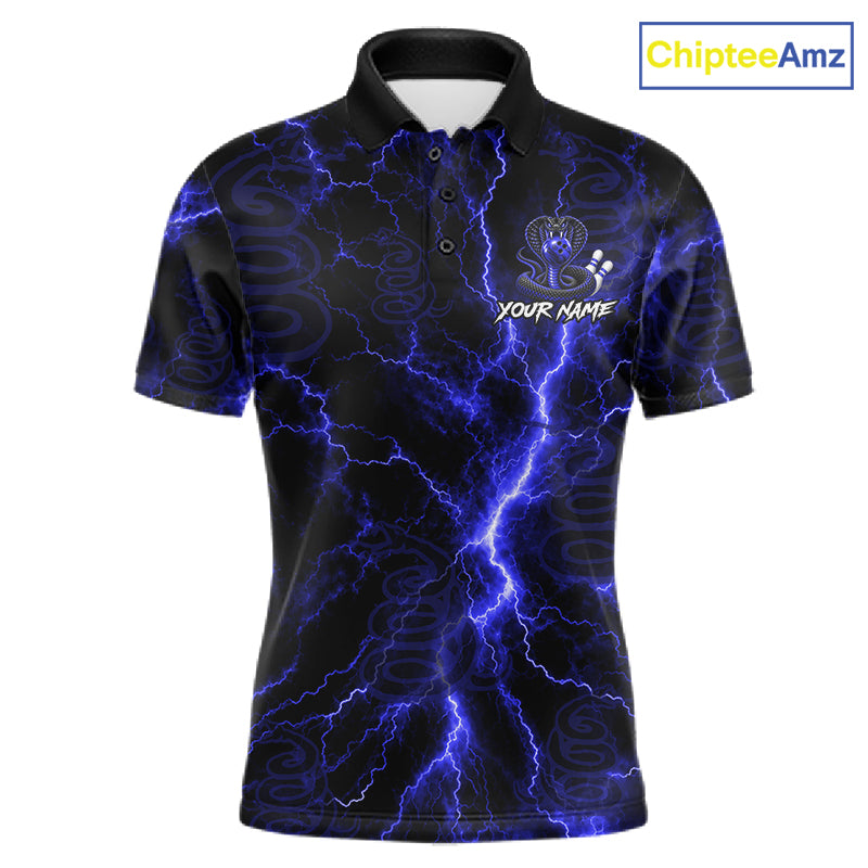 Custom Blue Thunder Cobra Snake Bowling Team Shirts Bowling Jersey for Men Bowling League HNT619