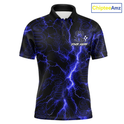 Custom Blue Thunder Cobra Snake Bowling Team Shirts Bowling Jersey for Men Bowling League HNT619