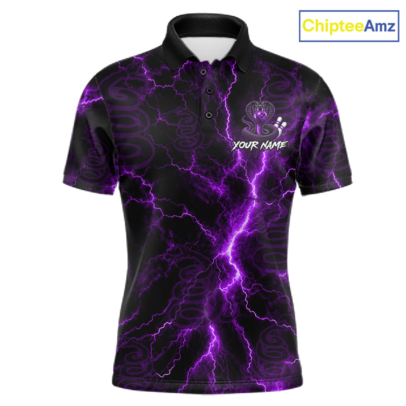 Custom Purple Thunder Cobra Snake Bowling Team Shirts Bowling Jersey for Men Bowling League HNT619