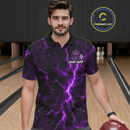 Custom Purple Thunder Cobra Snake Bowling Team Shirts Bowling Jersey for Men Bowling League HNT619
