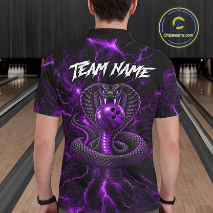 Custom Purple Thunder Cobra Snake Bowling Team Shirts Bowling Jersey for Men Bowling League HNT619