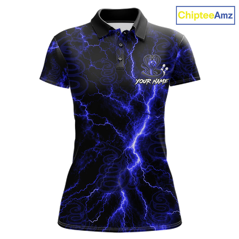 Custom Blue Thunder Cobra Snake Bowling Team Shirts Bowling Jersey for Women Bowling League HNT619