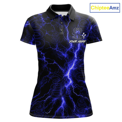 Custom Blue Thunder Cobra Snake Bowling Team Shirts Bowling Jersey for Women Bowling League HNT619