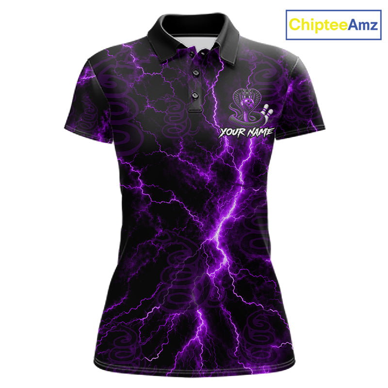 Custom Purple Thunder Cobra Snake Bowling Team Shirts Bowling Jersey for Women Bowling League HNT619