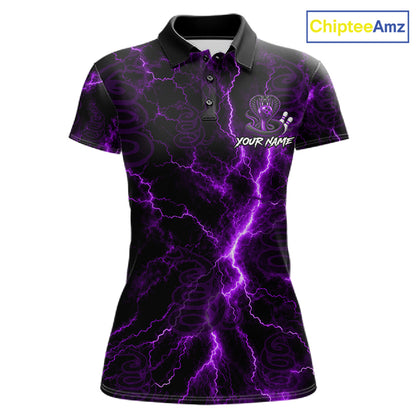 Custom Purple Thunder Cobra Snake Bowling Team Shirts Bowling Jersey for Women Bowling League HNT619