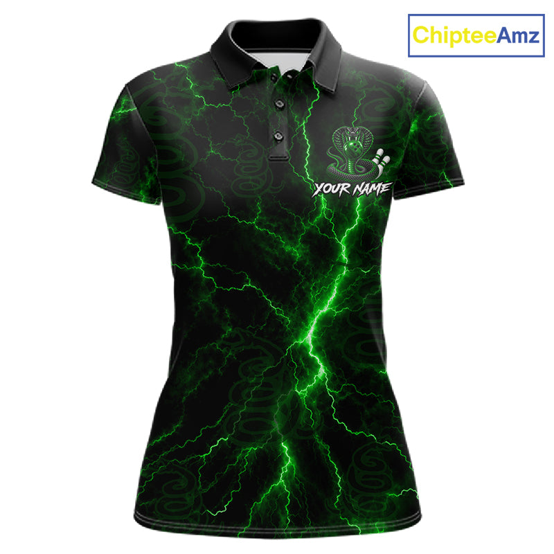 Custom Green Thunder Cobra Snake Bowling Team Shirts Bowling Jersey for Women Bowling League HNT619