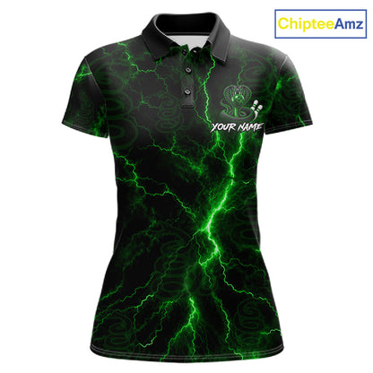 Custom Green Thunder Cobra Snake Bowling Team Shirts Bowling Jersey for Women Bowling League HNT619