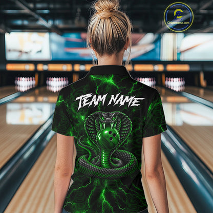 Custom Green Thunder Cobra Snake Bowling Team Shirts Bowling Jersey for Women Bowling League HNT619