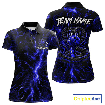 Custom Blue Thunder Cobra Snake Bowling Team Shirts Bowling Jersey for Women Bowling League HNT619
