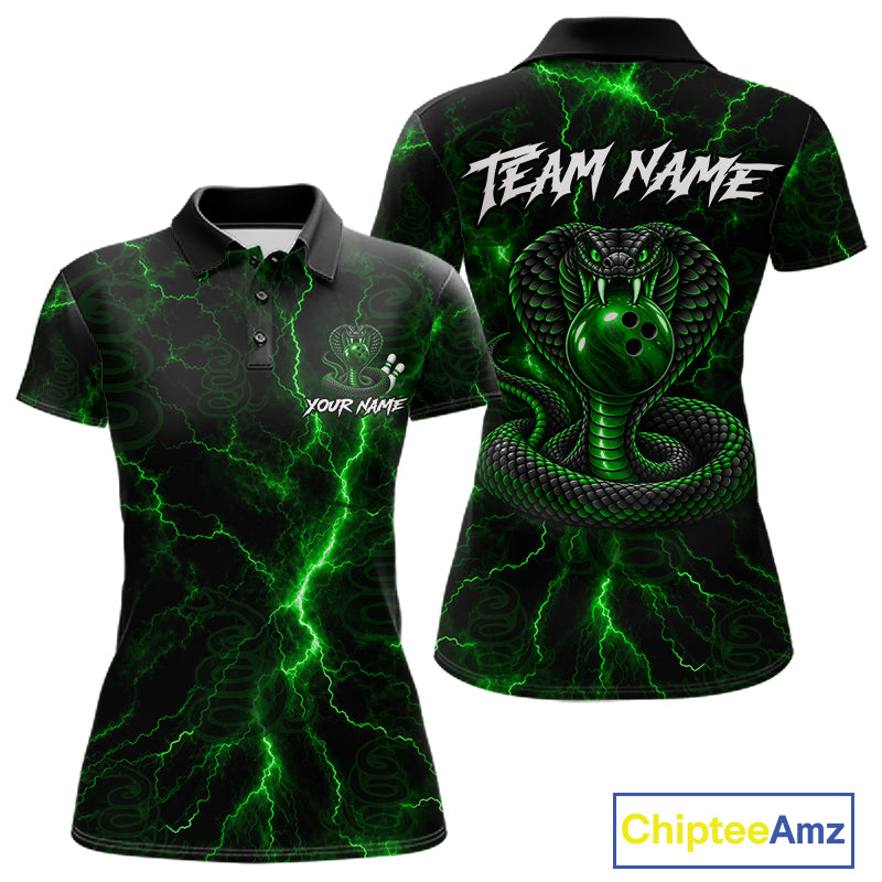 Custom Green Thunder Cobra Snake Bowling Team Shirts Bowling Jersey for Women Bowling League HNT619