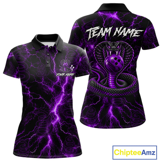 Custom Purple Thunder Cobra Snake Bowling Team Shirts Bowling Jersey for Women Bowling League HNT619