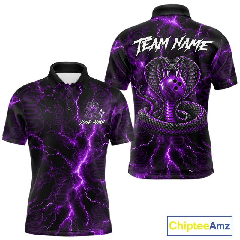 Custom Purple Thunder Cobra Snake Bowling Team Shirts Bowling Jersey for Men Bowling League HNT619