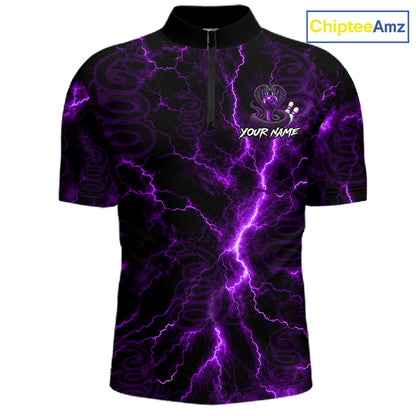 Custom Purple Thunder Cobra Snake Bowling Team Shirts Bowling Jersey for Men Bowling League HNT619