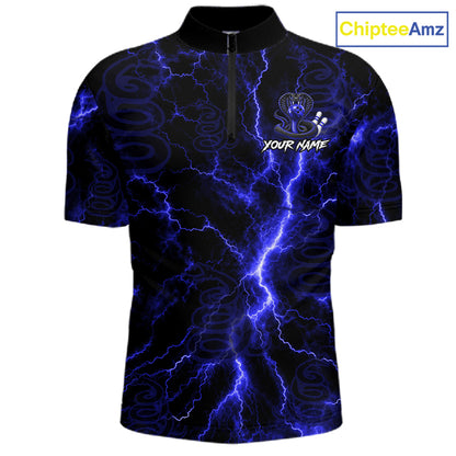 Custom Blue Thunder Cobra Snake Bowling Team Shirts Bowling Jersey for Men Bowling League HNT619