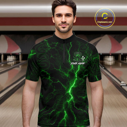 Custom Green Thunder Cobra Snake Bowling Team Shirts Bowling Jersey for Men Bowling League HNT619